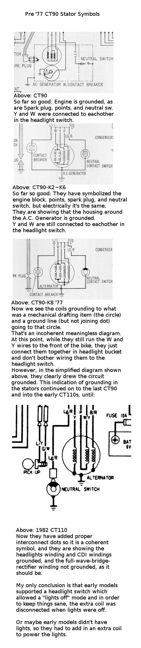 1977/1978 CT90 wiring diagram, need help understanding rectifier and